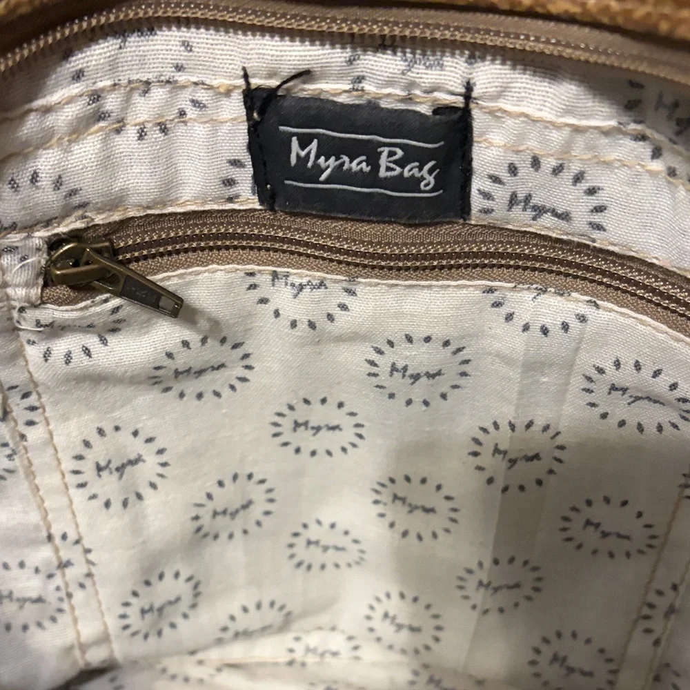 Myra Bag Hazel Opulence Cowhide Leather Bag in Brown and White Pattern - Picture 5 of 14